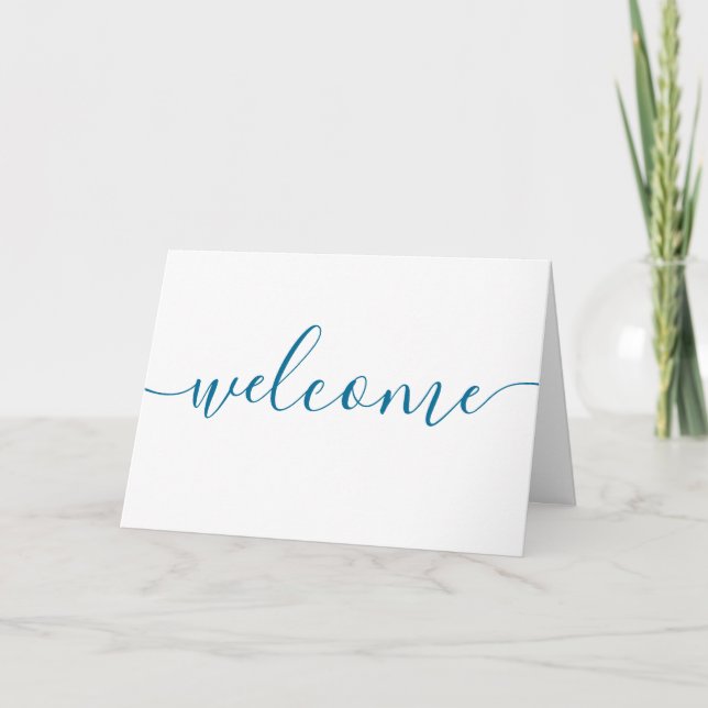 Vacation Rental Sea Blue Welcome Note Card (Front)