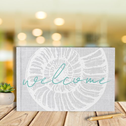 Vacation Rental Shell Woven Grey Beach House Guest Book