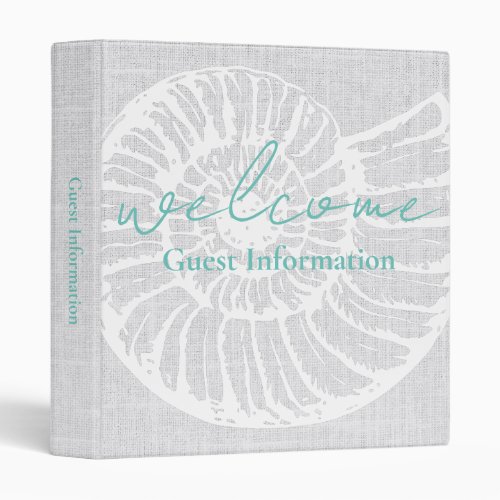 Vacation Rental Shell Woven Guest Information 3 Ring Binder
