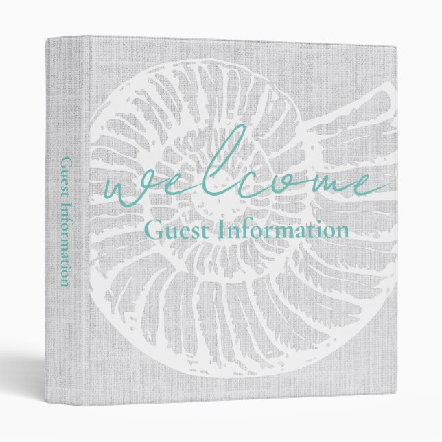Vacation Rental Shell Woven Guest Information 3 Ring Binder (Front/Spine)