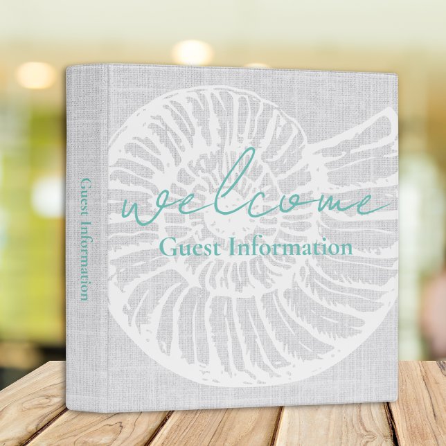 Vacation Rental Shell Woven Guest Information 3 Ring Binder (Creator Uploaded)