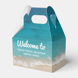Vacation Rental Teal Blue Ocean Welcome Favor Boxes