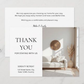 Vacation Rental Thank You Welcome Postcard Airbnb 