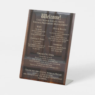 Vacation Rental Welcome Guest House Information Pedestal Sign
