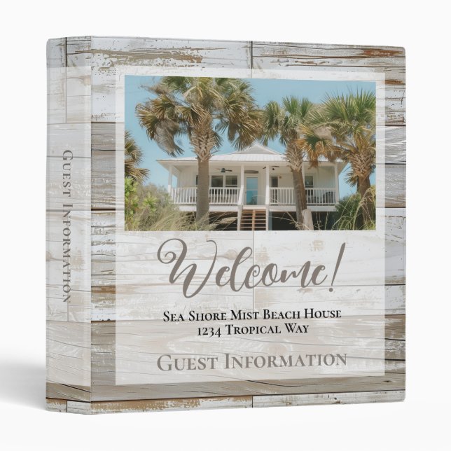 Vacation Rental Welcome Guest Information Photo 3 Ring Binder (Front/Spine)
