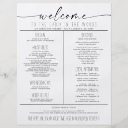 Vacation Rental Welcome Guide House Rules Flyer | Zazzle