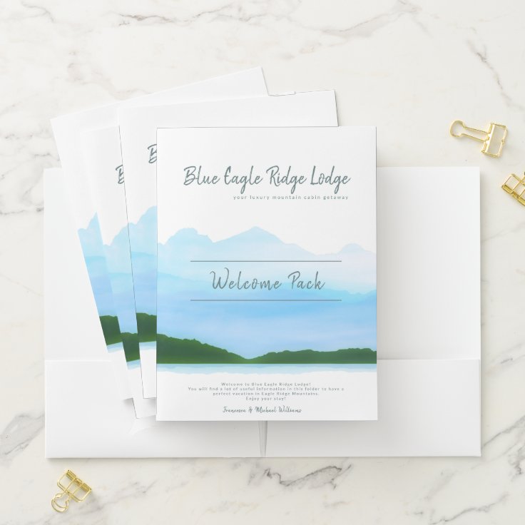 Vacation Rental Pack Cabin Blue Mountain Pocket Folder Zazzle