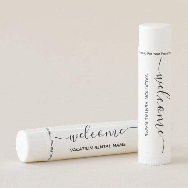 Vacation Rental White Welcome Lip Balm (Front)