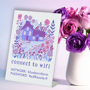 Vacation Rental WIFI Login Password Farmhouse  Pedestal Sign