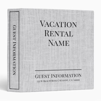 Vacation Rental Woven Airbnb Guest Information 3 Ring Binder