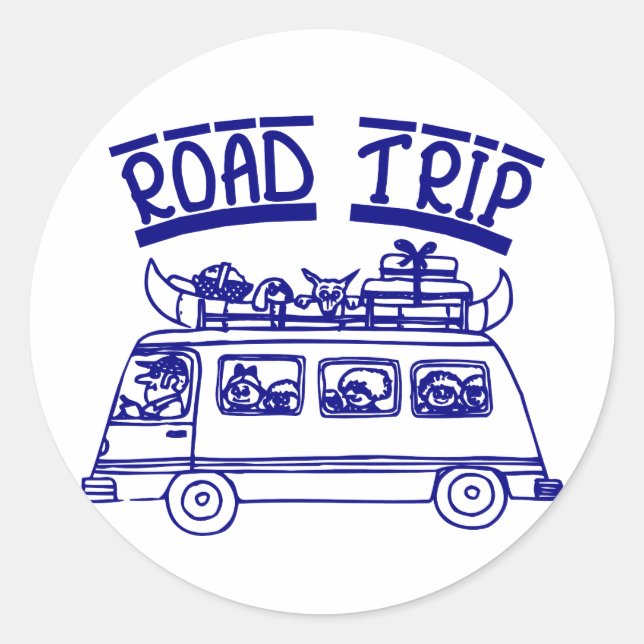 Vacation Road Trip Classic Round Sticker (Front)