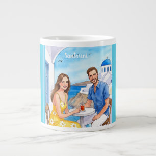 Vacation,Romantic Getaway in Santorini Giant Coffee Mug