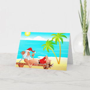 vacation santa claus holiday card