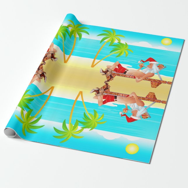 vacation santa claus wrapping paper (Unrolled)