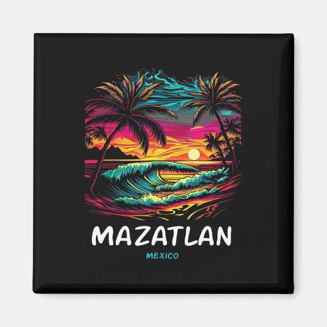 Vacation Souvenir Palm Tree Mazatlan  Magnet (Front)