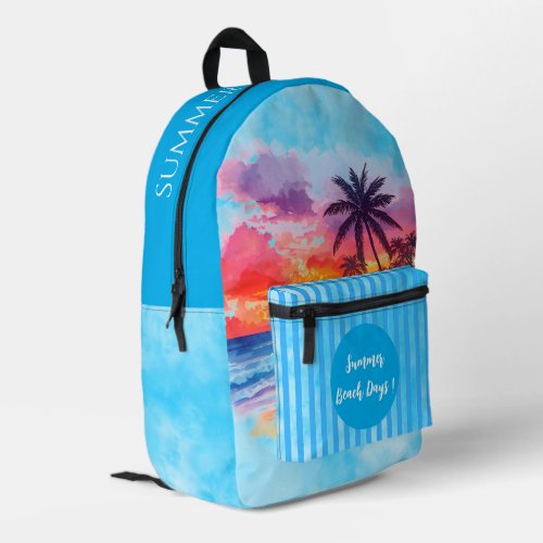 Vacation, Summer Beach Days, Holiday Printed Backpack