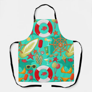 vacation summer beach pattern apron