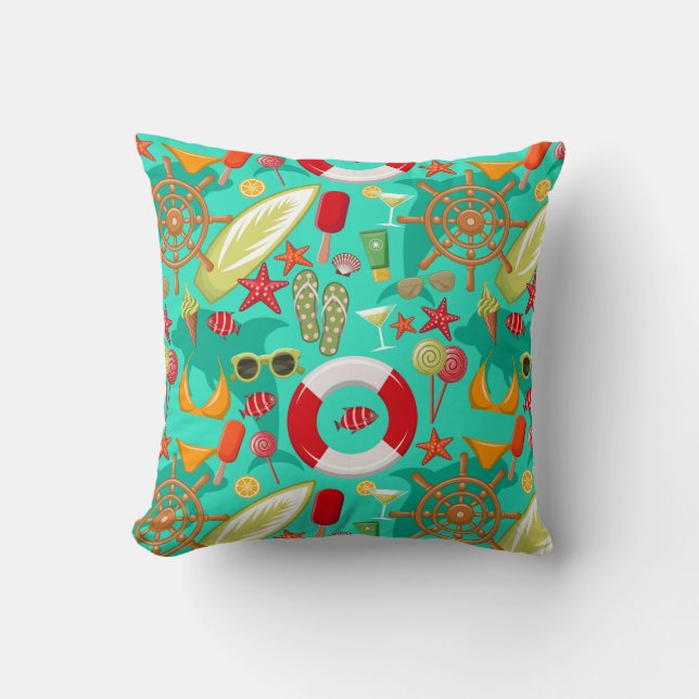 vacation summer beach pattern      throw pillow (Front)