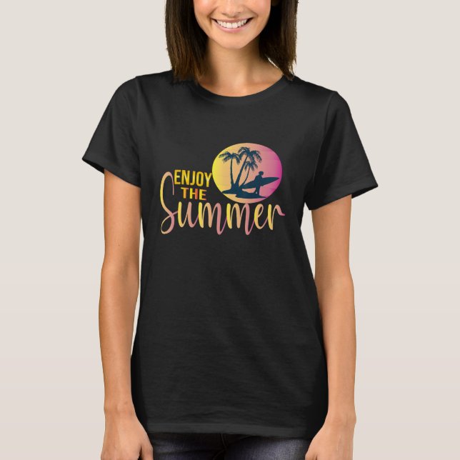 Vacation Summer Enjoy The Summer Wave Surfing T-Shirt (Front)