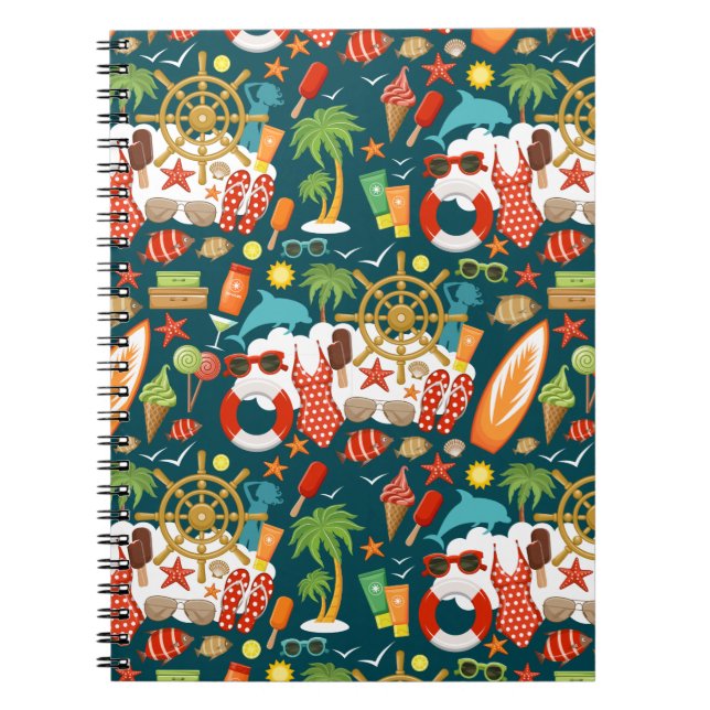vacation summer party beach pattern    notebook (Front)