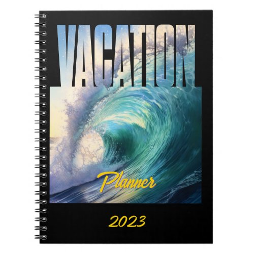 Vacation Surf and Relax Sunny Blue Turquoise Wave Notebook
