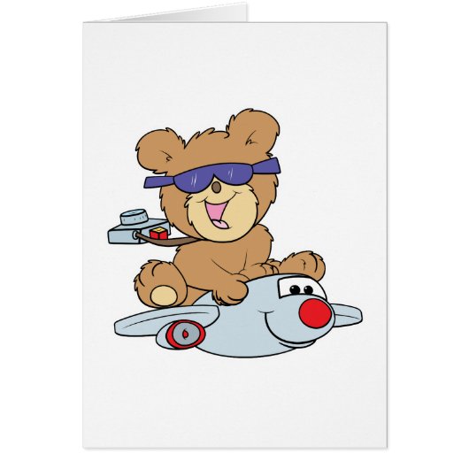 vacation teddy bear in plane cards (Front)