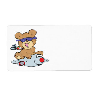 vacation teddy bear in plane label