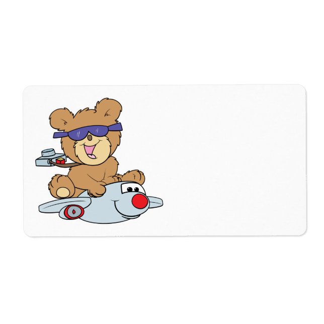 vacation teddy bear in plane label (Front)