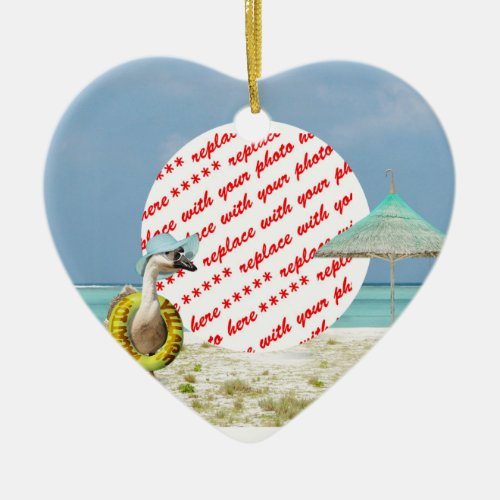 Vacation Time Goose Beach Scene Photo Frame Ceramic Ornament