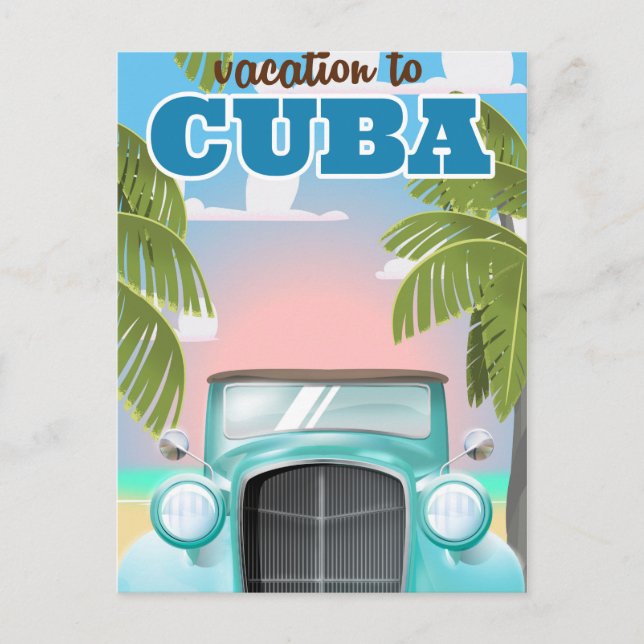 Vacation to cuba travel poster postcard (Front)