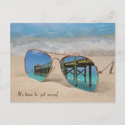 Vacation travel sunglasses reflection postcard