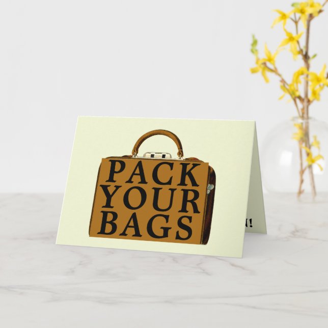 Vacation Trip Announcement Vintage Trunk Template (Yellow Flower)