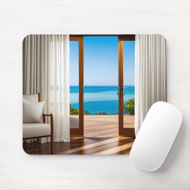 Vacation Tropical View In Doorway Mouse Pad (With Mouse)