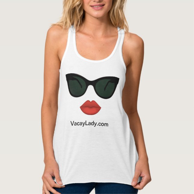 Vacation Vacay Ladies Red Lips Tank Top (Front)