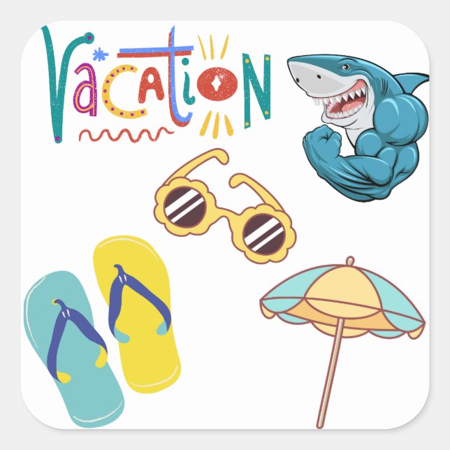 vacation vibes square sticker (Front)