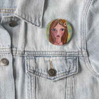 Vacationing Whimsy Girl Button