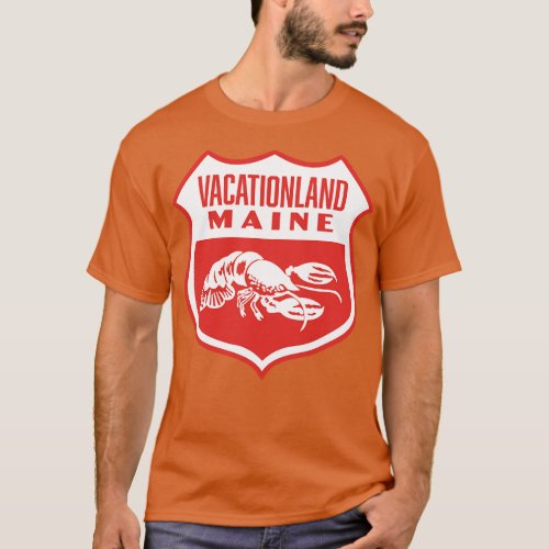Vacationland Maine Retro  Shield White T_Shirt