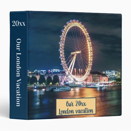 Vacay Memories Blue Gold London Eye Photo Album 3 Ring Binder