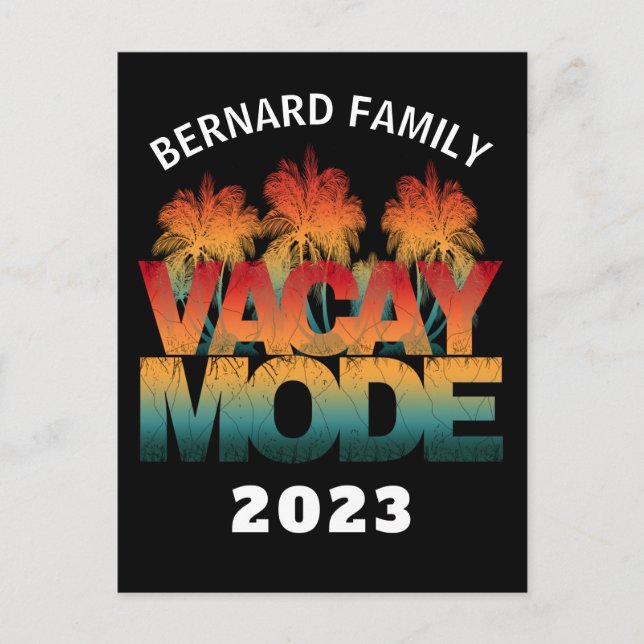 VACAY MODE FAMILY VACATION  POSTCARD (Front)