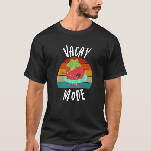 Vacay Mode Funny Cute Strawberry Summer Fruit  Mat T_Shirt