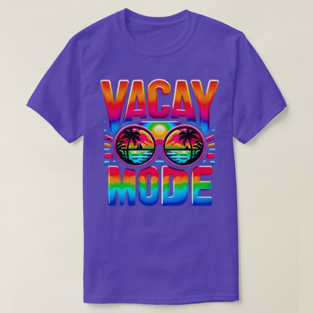 Vacay Mode Palm Beach Vacation Summer Getaway Holi T-Shirt (Design Front)