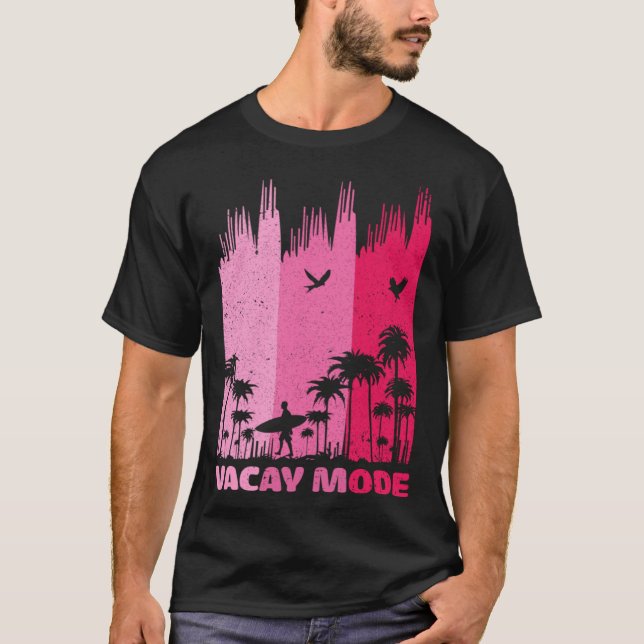 Vacay Mode Retro Surfing Summer Palm Tree Family T T-Shirt (Front)