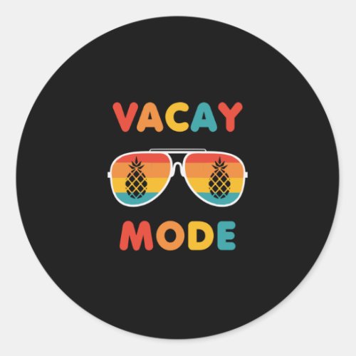 Vacay Mode Vintage Sunset Sunglasses Pineapple Classic Round Sticker