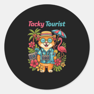 Vacay Tacky Tourist Outfit Wacky Cruise Costume Id Classic Round Sticker