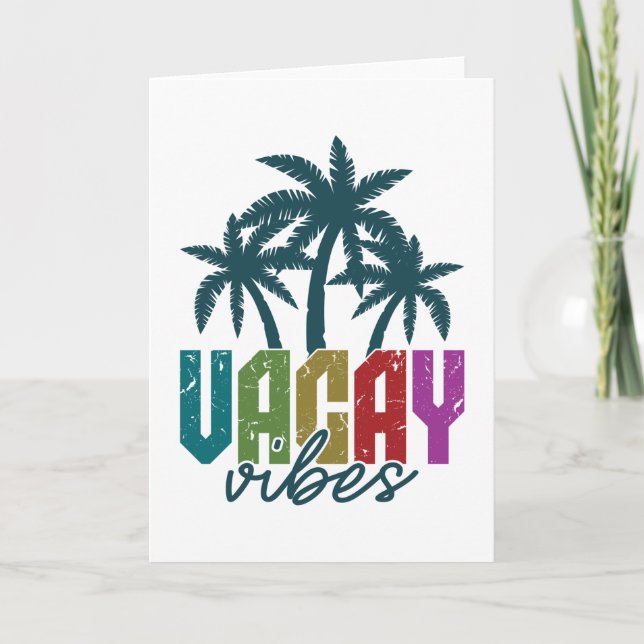 Vacay Vibes and Palm Tree Summer Vacay Hawaii Card (Front)