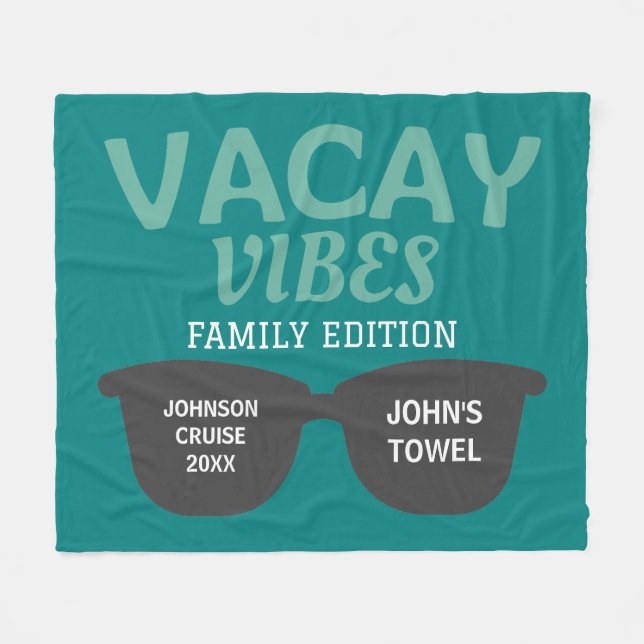 Vacay Vibes Family Edition Reunion Fleece Blanket (Front (Horizontal))