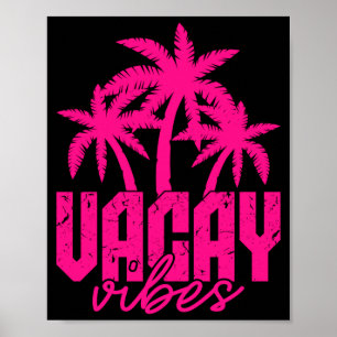 Vacay vibes palm trees retro vintage beach summer poster