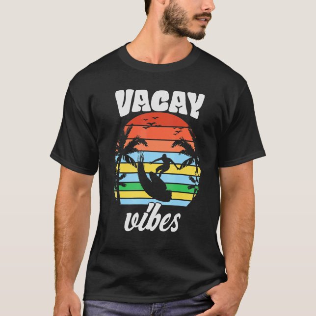 Vacay Vibes Retro Beach Vacation Summer Quote Men  T-Shirt (Front)