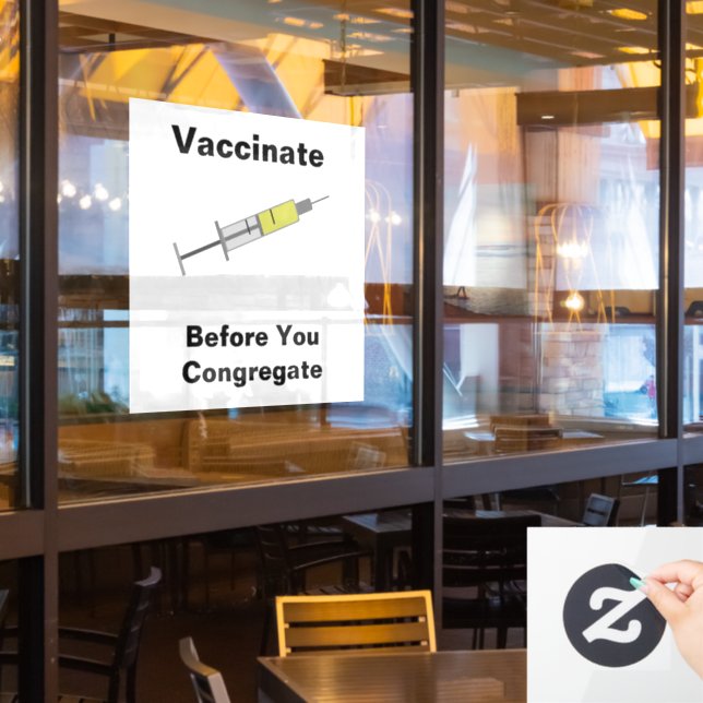 Vaccinate Before You Congregate Window Cling (Restaurant Window)