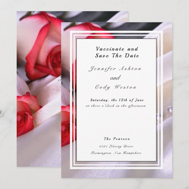 Vaccinate Leave Quarantine Behind Wedding Roses Save The Date (Front/Back)